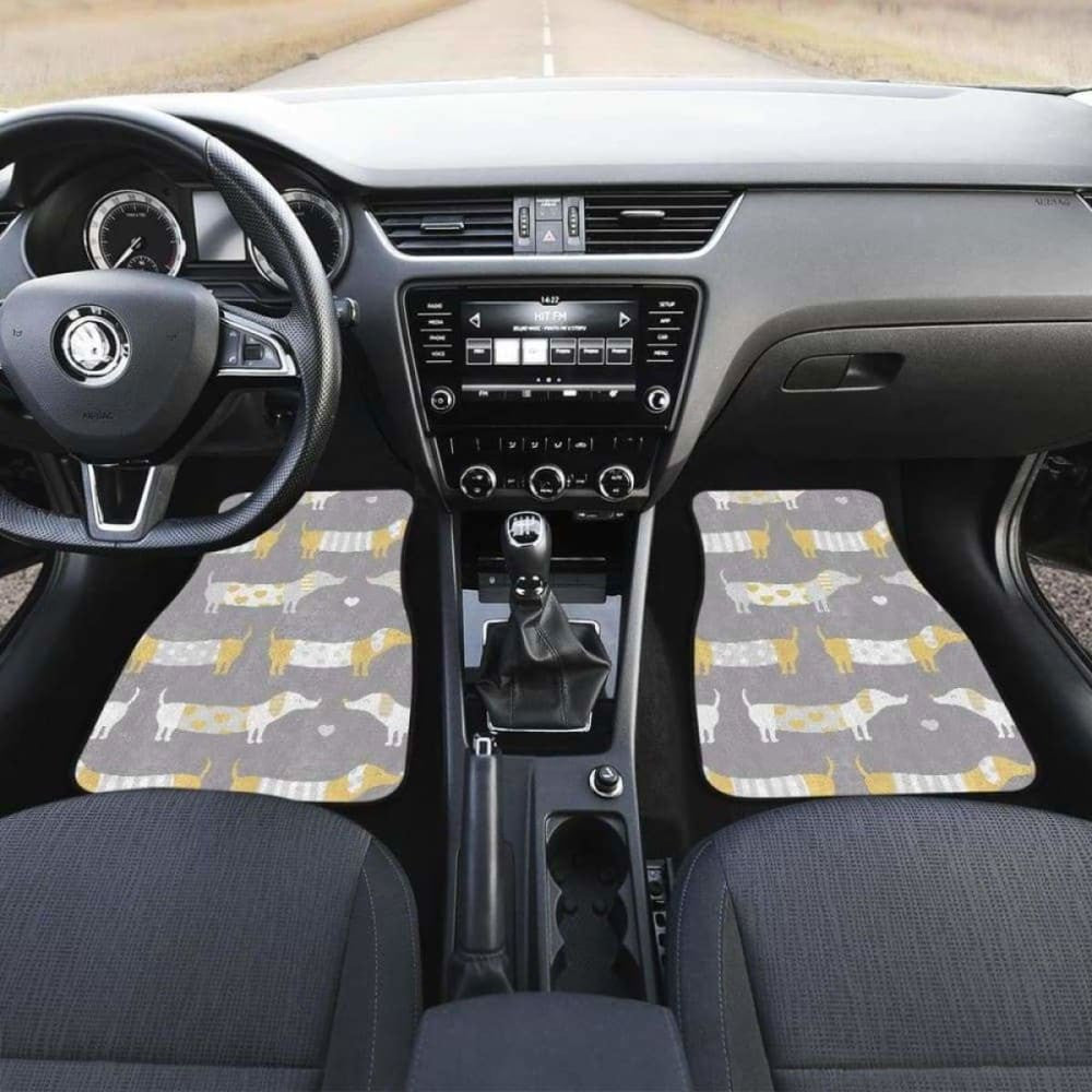 Cute Dachshund Dog Pattern Front And Back Car Mats