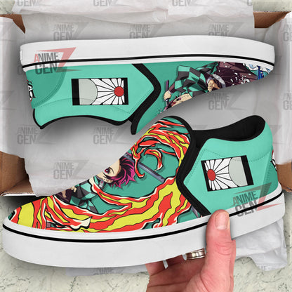 Demon Slayers Tanjiro Slip-on Shoes Custom Anime Sneakers