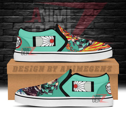 Demon Slayers Tanjiro Slip-on Shoes Custom Anime Sneakers