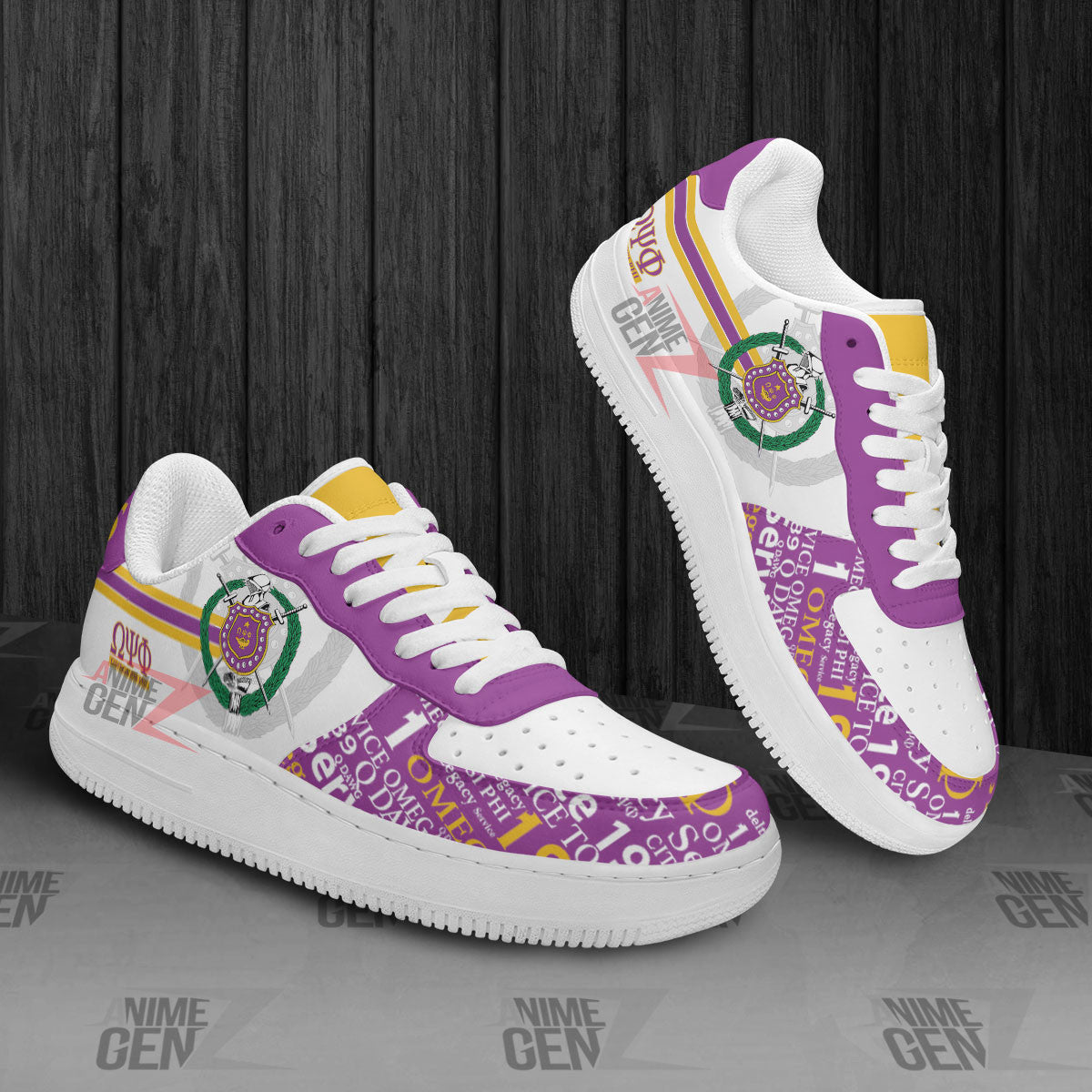 Omega Psi Phi Fraternities Air Force Sneakers Custom Shoes