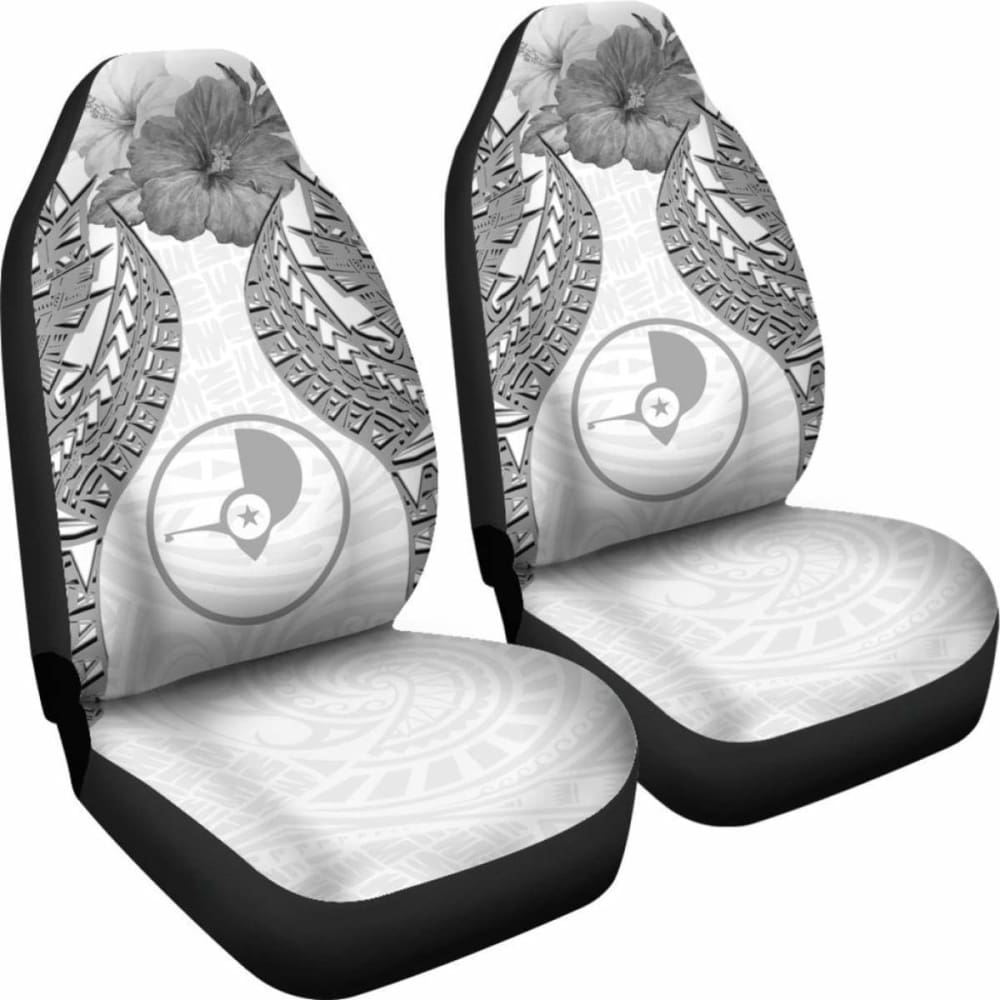 Yap Polynesian Car Seat Covers Pride Seal And Hibiscus White -