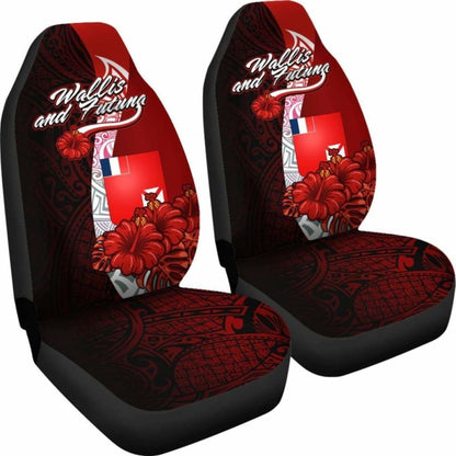 Wallis And Futuna Polynesian Car Seat Covers - Coat Of Arm With Hibiscus -