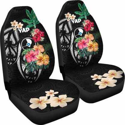 Yap Car Seat Covers Coat Of Arms Polynesian With Hibiscus