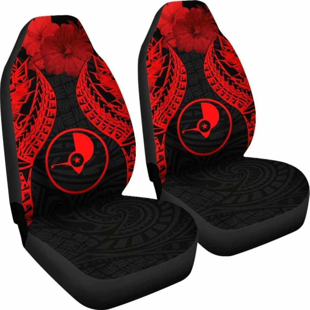 Yap Polynesian Car Seat Covers Pride Seal And Hibiscus Red -