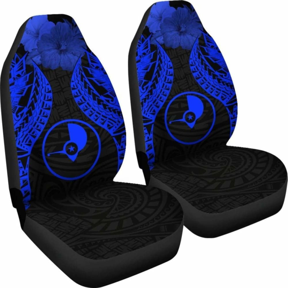Yap Polynesian Car Seat Covers Pride Seal And Hibiscus Blue -