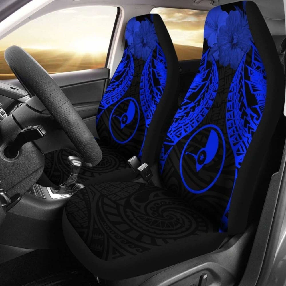 Yap Polynesian Car Seat Covers Pride Seal And Hibiscus Blue -
