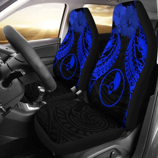 Yap Polynesian Car Seat Covers Pride Seal And Hibiscus Blue -