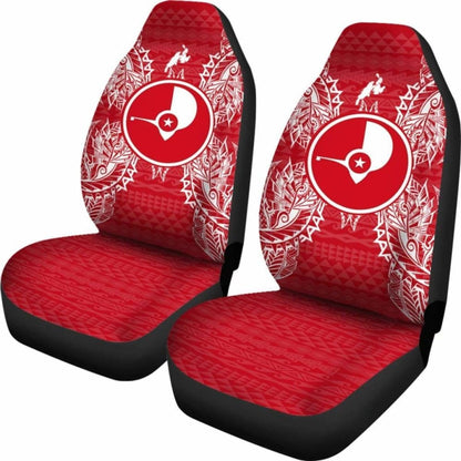 Yap Car Seat Cover - Yap Flag Map Red White -