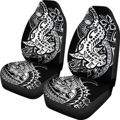 Amazing Black and White Hawaiian Polynesian Shark Tattoo Car Seat Covers
