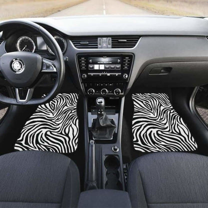 Zebra Skin Pattern Front And Back Car Mats