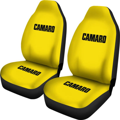 Yellow Camaro Black Letter Car Seat Covers