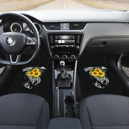Amazing Gift Ideas Sunflower Native American Pattern Black Background Car Floor Mats