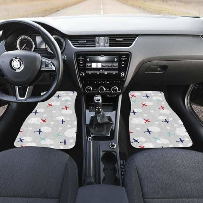 Airplane Cloud Grey Background Front And Back Car Mats