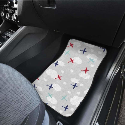 Airplane Cloud Grey Background Front And Back Car Mats