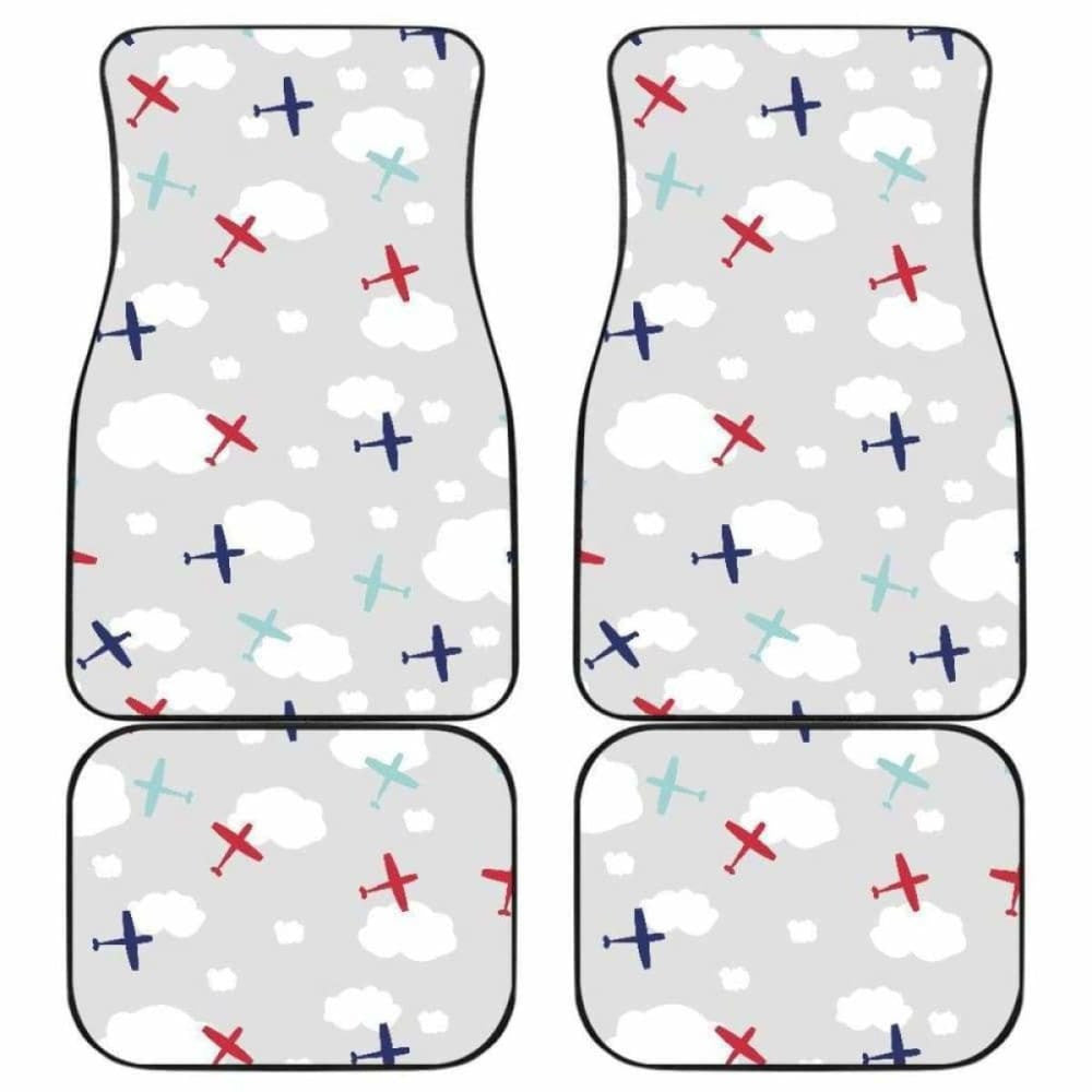 Airplane Cloud Grey Background Front And Back Car Mats