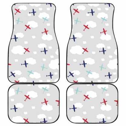 Airplane Cloud Grey Background Front And Back Car Mats