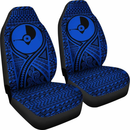 Yap Car Seat Cover - Yap Flag Polynesian Tattoo Blue -
