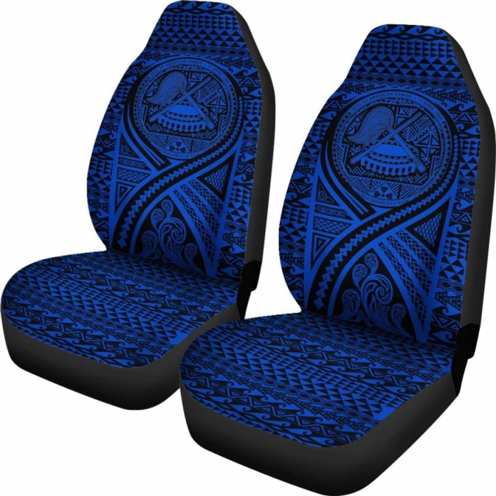 American Samoa Car Seat Cover - American Samoa Seal Polynesian Tattoo Blue -
