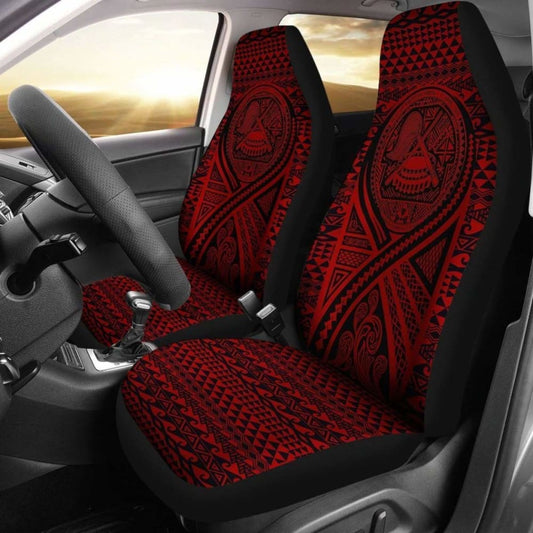 American Samoa Car Seat Cover - American Samoa Seal Polynesian Tattoo Red -