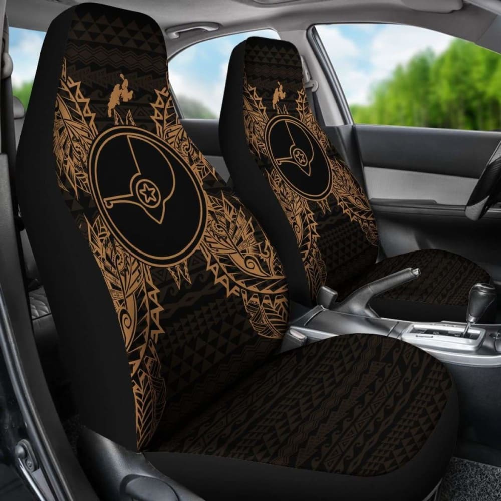 Yap Car Seat Cover - Yap Flag Map Gold -