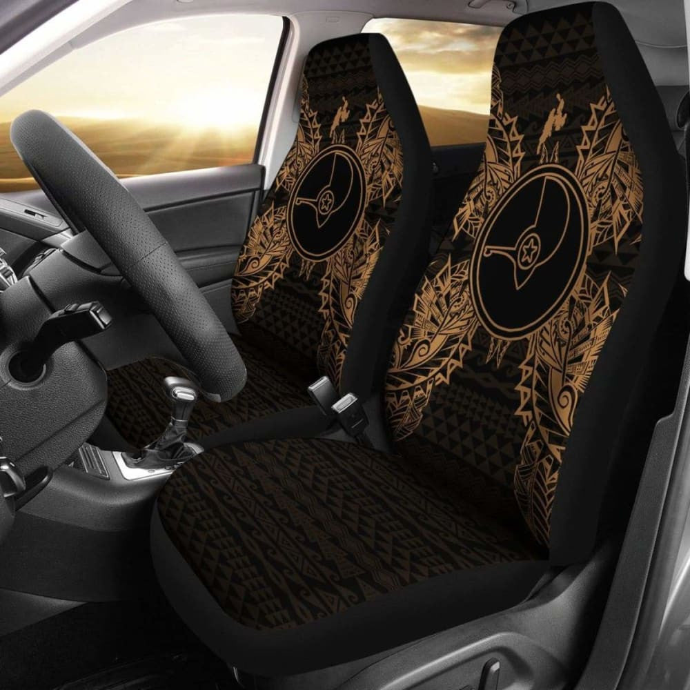 Yap Car Seat Cover - Yap Flag Map Gold -
