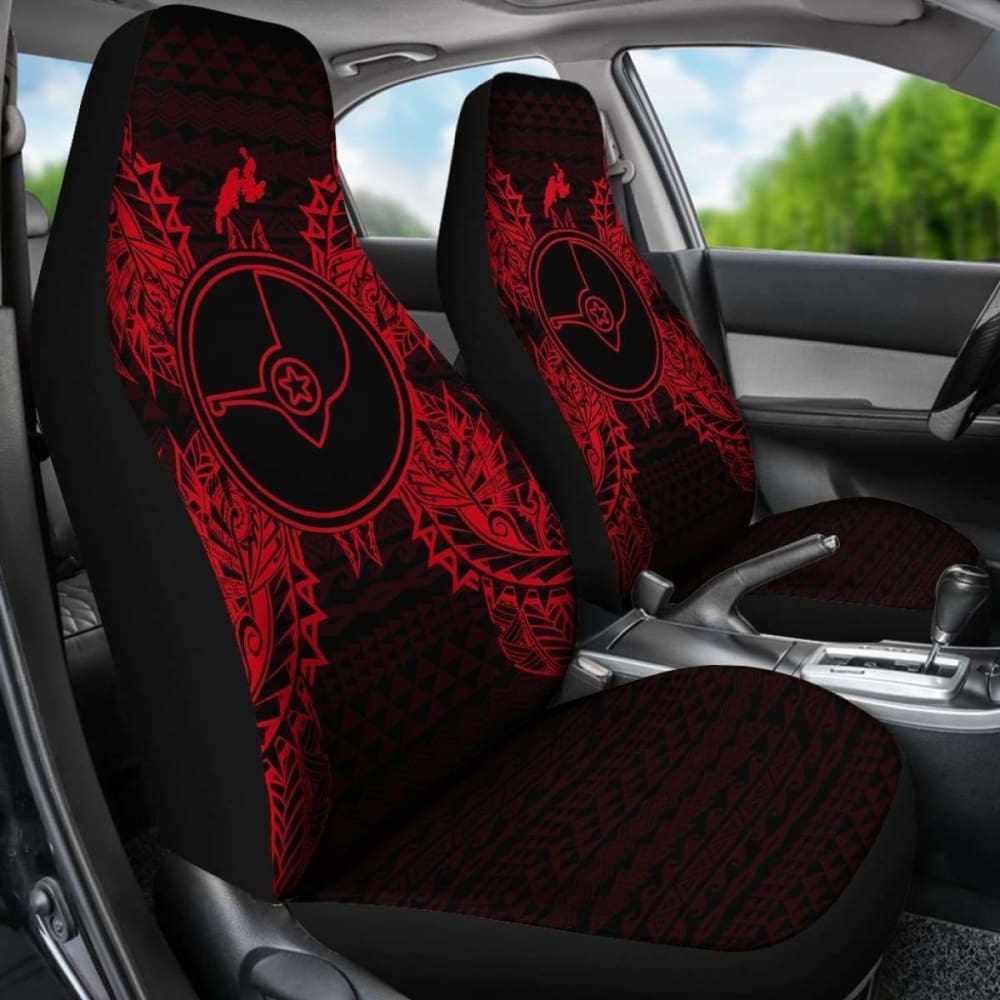 Yap Car Seat Cover - Yap Flag Map Red -