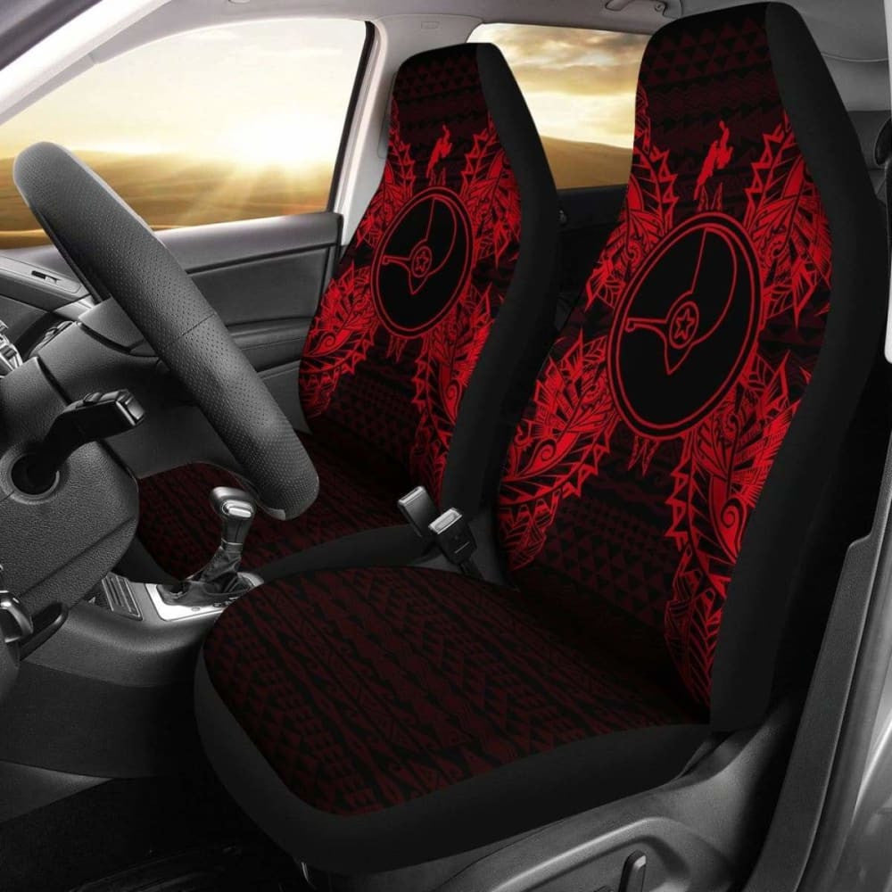 Yap Car Seat Cover - Yap Flag Map Red -