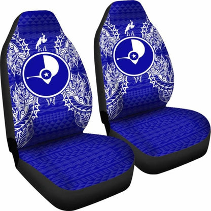 Yap Car Seat Cover - Yap Flag Map Blue -