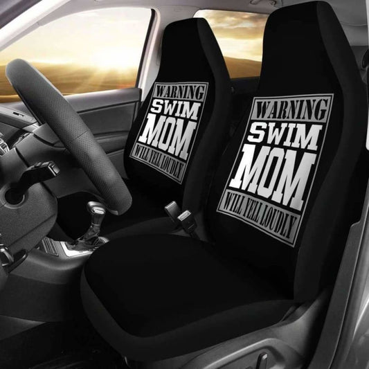 Warning Swim Mom will Yell Loudly Car Seat Covers