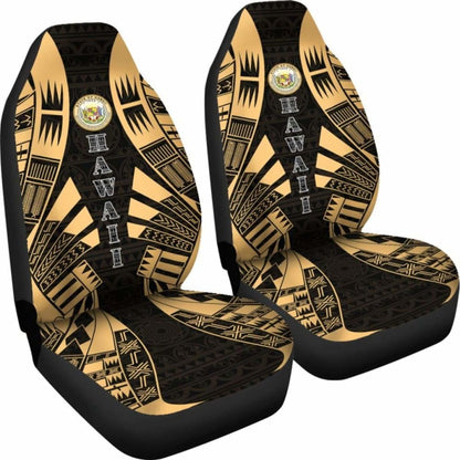 Hawaii Car Seat Covers - Hawaii Seal Polynesian Tattoo Gold -