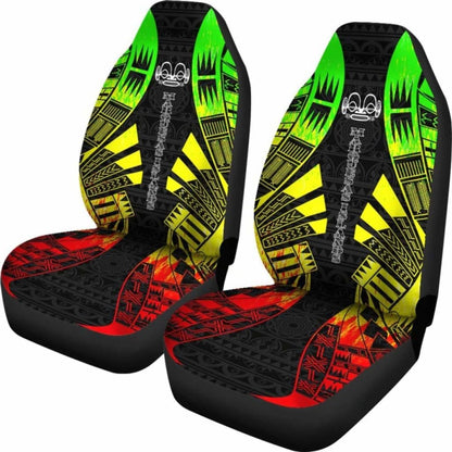 Marquesas Islands Car Seat Covers - Marquesas Islands Tiki Face Polynesian Tattoo Reggae -