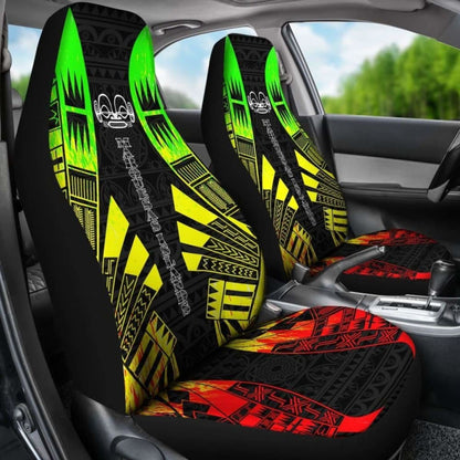 Marquesas Islands Car Seat Covers - Marquesas Islands Tiki Face Polynesian Tattoo Reggae -