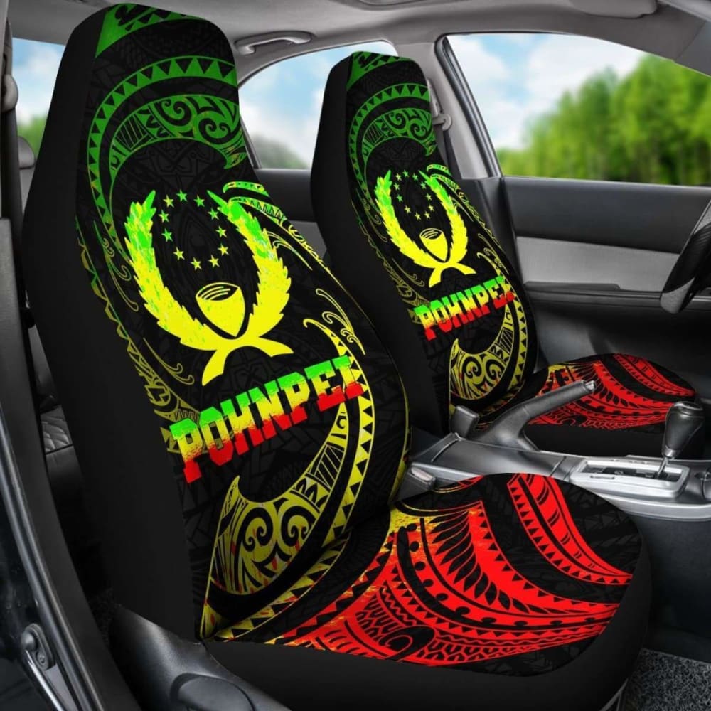 Pohnpei Micronesia Car Seat Covers - White Tribal Wave -