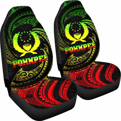 Pohnpei Micronesia Car Seat Covers - White Tribal Wave -