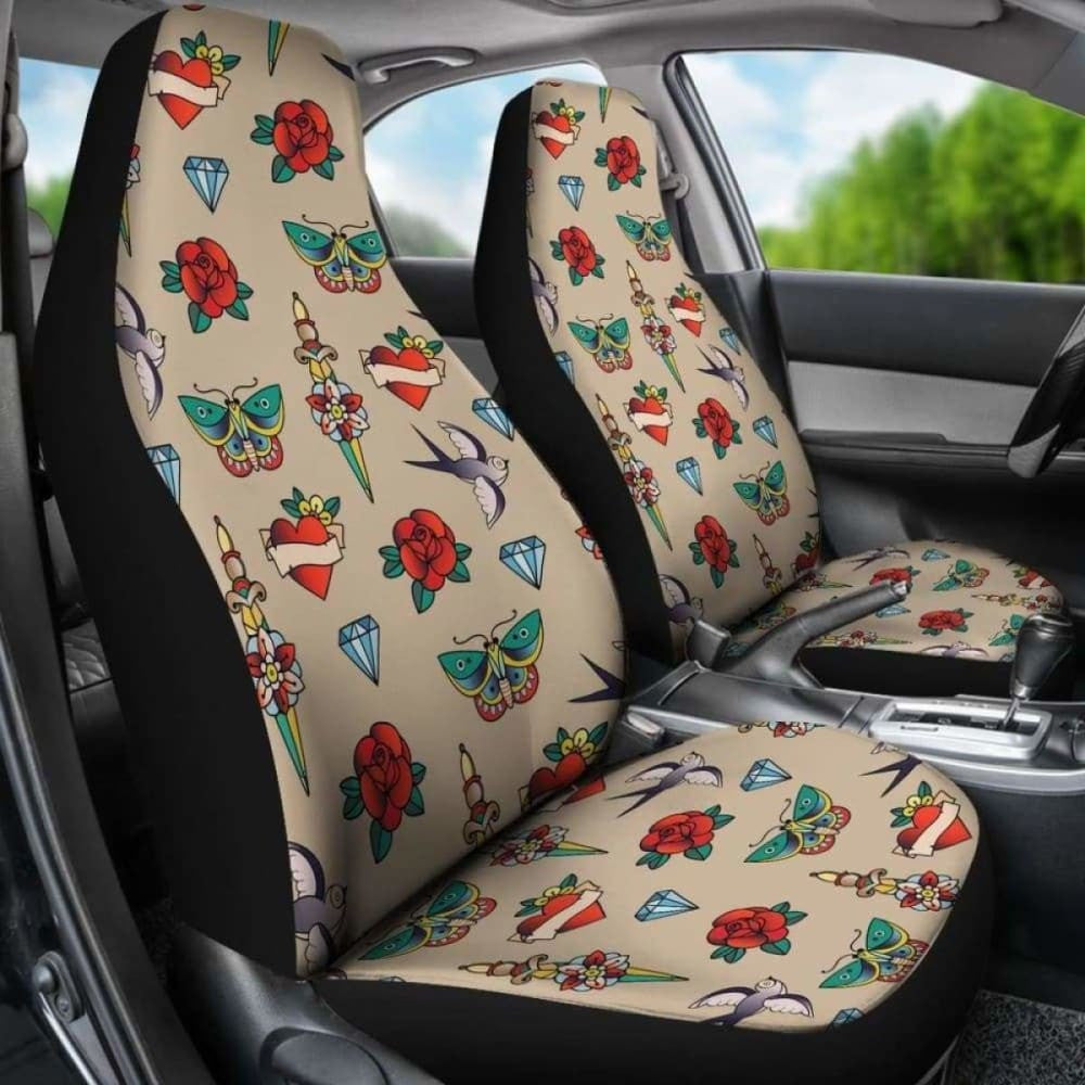 Old School Tattoo Traditional Vintage Style Car Seat Covers