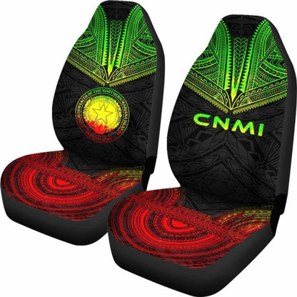 Northern Mariana Islands Car Seat Cover - C N M I Seal Polynesian Chief Tattoo Reggae Version -