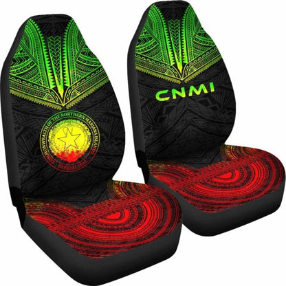 Northern Mariana Islands Car Seat Cover - C N M I Seal Polynesian Chief Tattoo Reggae Version -
