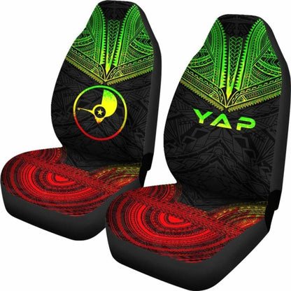 Yap Car Seat Cover - Yap Flag Polynesian Chief Tattoo Reggae Version -