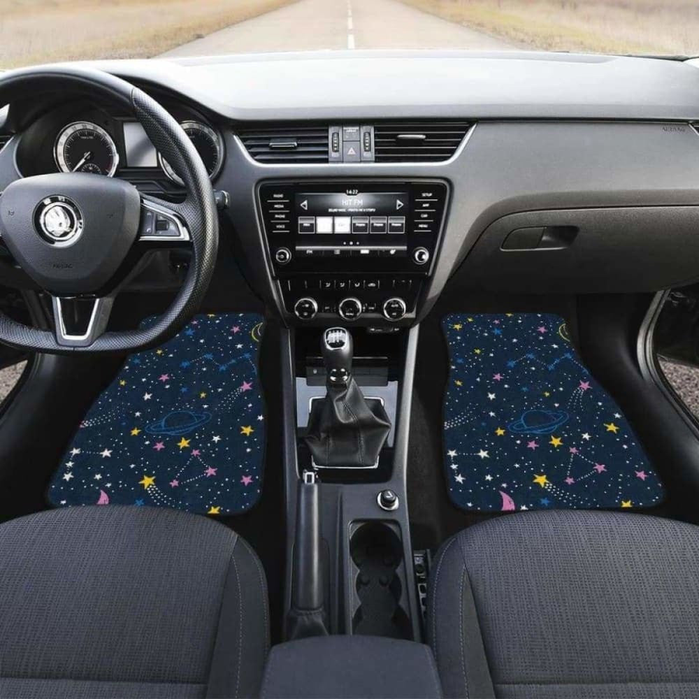 Space Pattern With Planets, Comets, Constellations And Stars Front And Back Car Mats