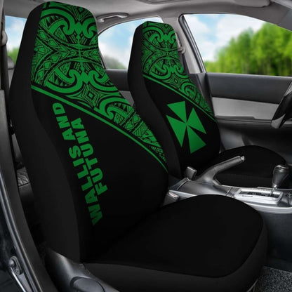 Wallis And Futuna Polynesian Car Seat Covers - Green Curve -