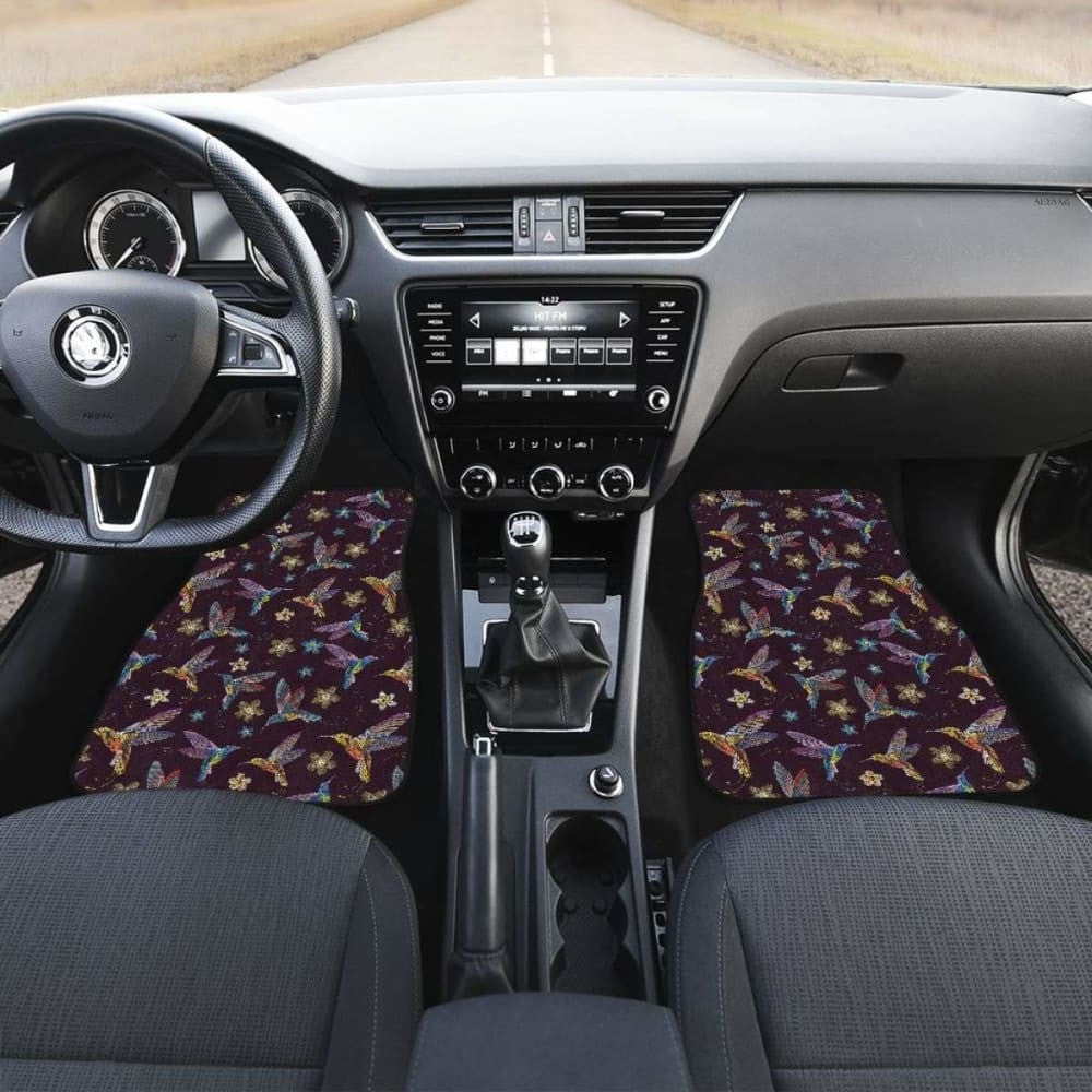 Hummingbird Pattern Print Design  Front And Back Car Mats