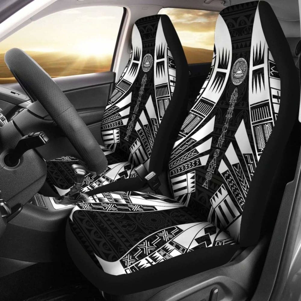 American Samoa Car Seat Covers - Polynesian Tattoo Black -