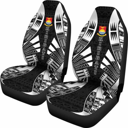 Kiribati Car Seat Covers - Kiribati Coat Of Arms Polynesian Tattoo Black -