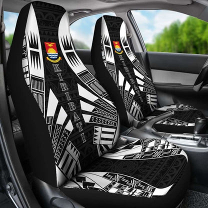 Kiribati Car Seat Covers - Kiribati Coat Of Arms Polynesian Tattoo Black -