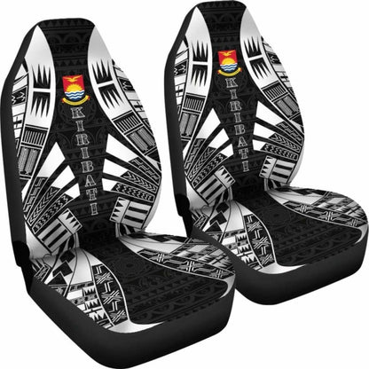 Kiribati Car Seat Covers - Kiribati Coat Of Arms Polynesian Tattoo Black -