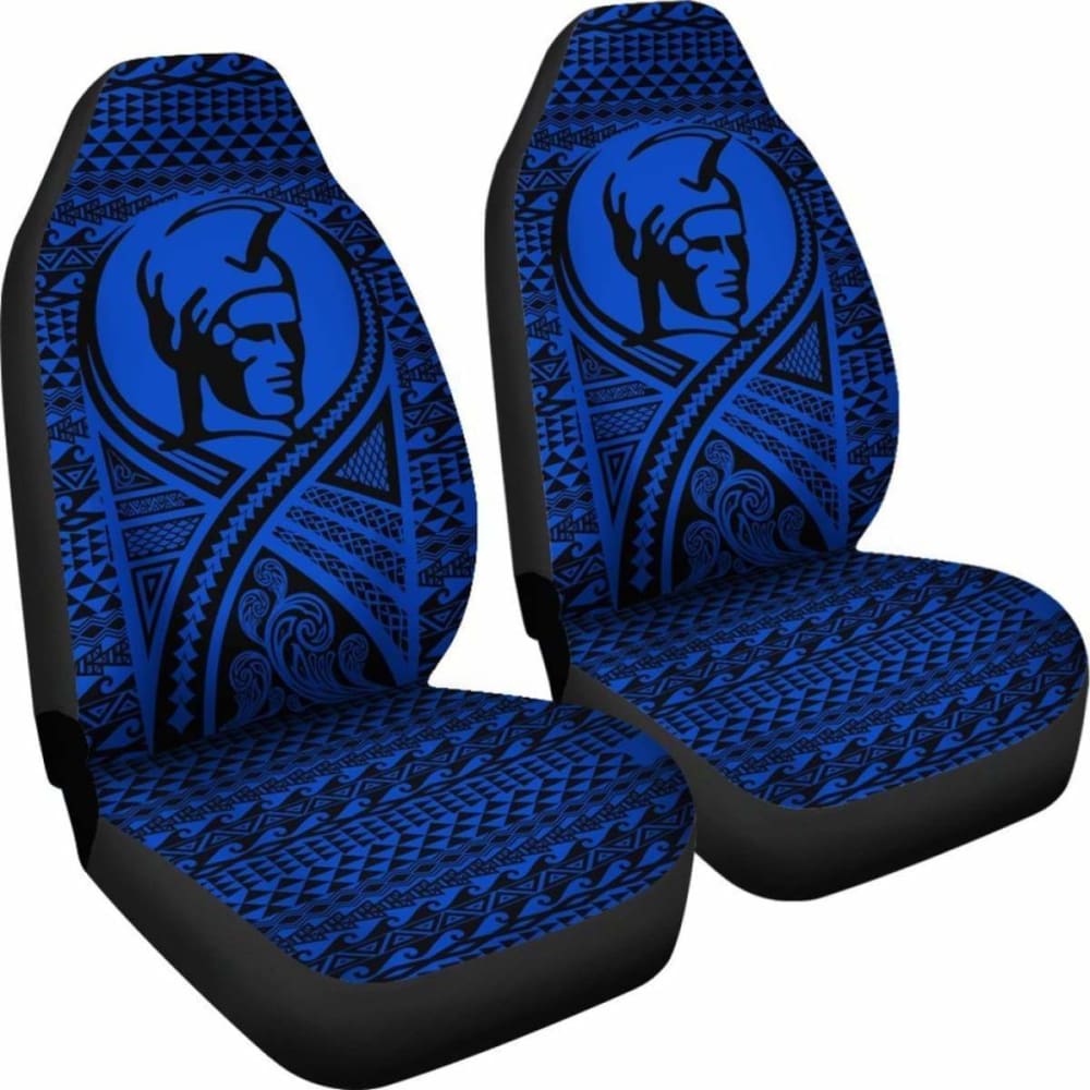 Hawaii Car Seat Covers - Polynesian King Tattoo Blue -