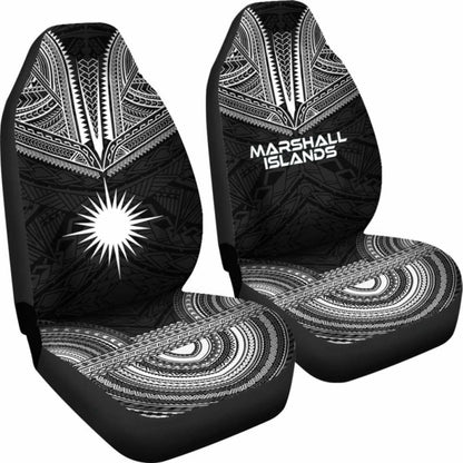 Marshall Islands Car Seat Cover - Marshall Islands Flag Polynesian Chief Tattoo Black Version -