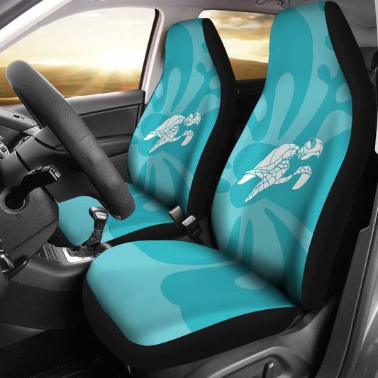 Watercolor Turtle And Hibiscus Car Seat Covers
