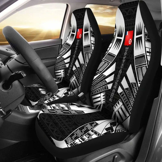 Wallis And Futuna Car Seat Covers - Wallis And Futuna Coat Of Arms Polynesian Tattoo Black -