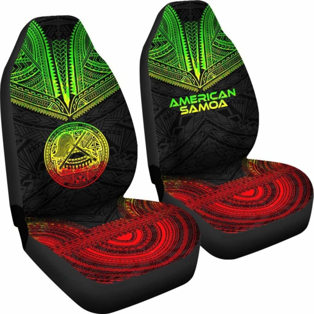 American Samoa Car Seat Cover - American Samoa Seal Polynesian Chief Tattoo Reggae Version -